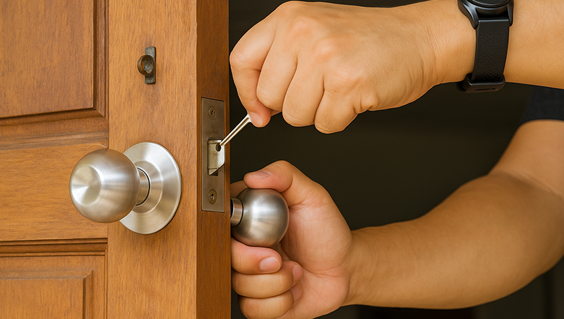 Locksmith programming a new car transponder key during an on-site service visit